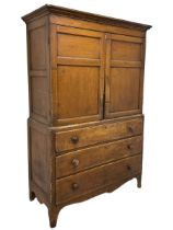 George III scumbled pine housekeeper's cupboard on chest