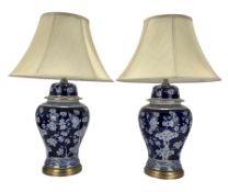 Pair of blue and white table lamps