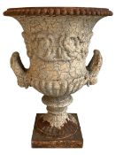 19th century cast iron Campana-shaped garden urn
