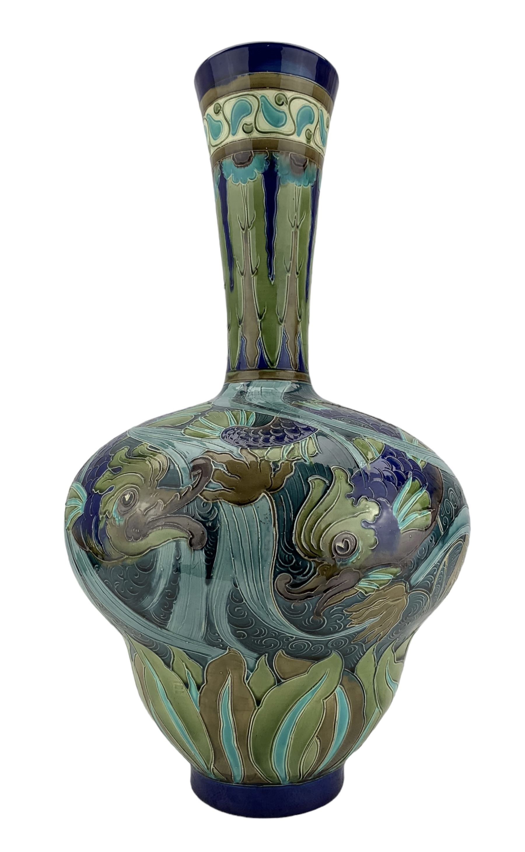 Large Burmantofts Faience partie-colour vase