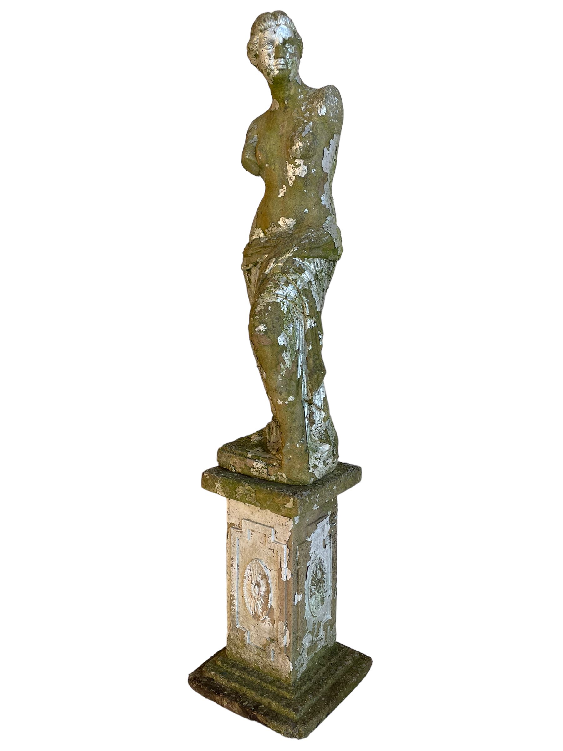 20th century cast stone two-piece garden figure in the form of Venus de Milo or Aphrodite of Melos - Image 7 of 13