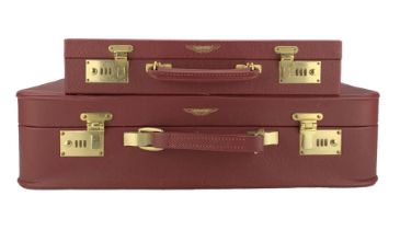 Late 20th century Aston Martin red leather suitcase and an attaché