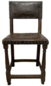 Mid-17th century oak joined backstool or chair