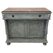 Late 19th century painted walnut side cabinet