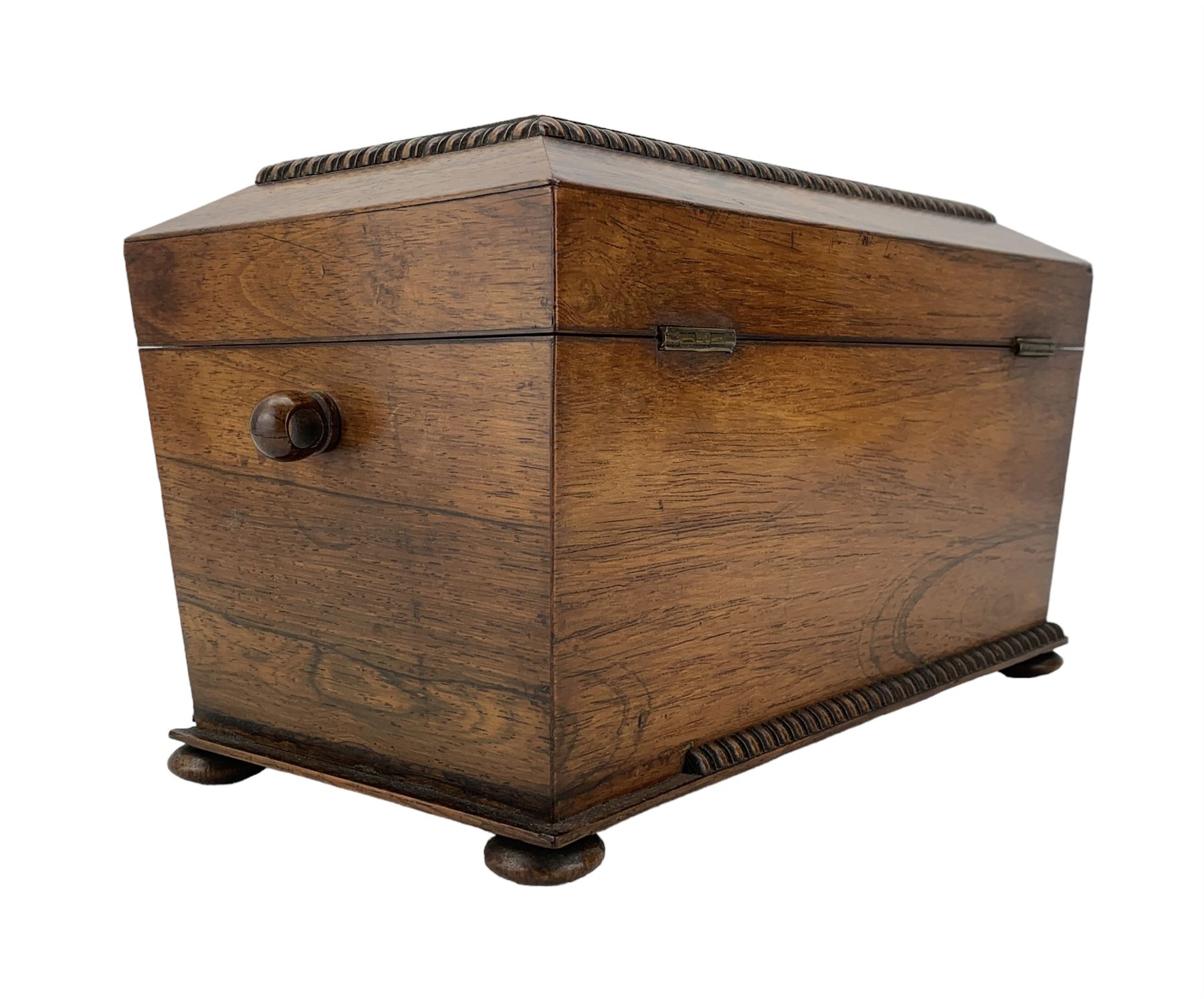 Mid Victorian rosewood and burr walnut marquetry inlaid tea caddy - Image 2 of 4