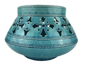 Burmantofts Faience turquoise-glaze jardiniere of Persian influence