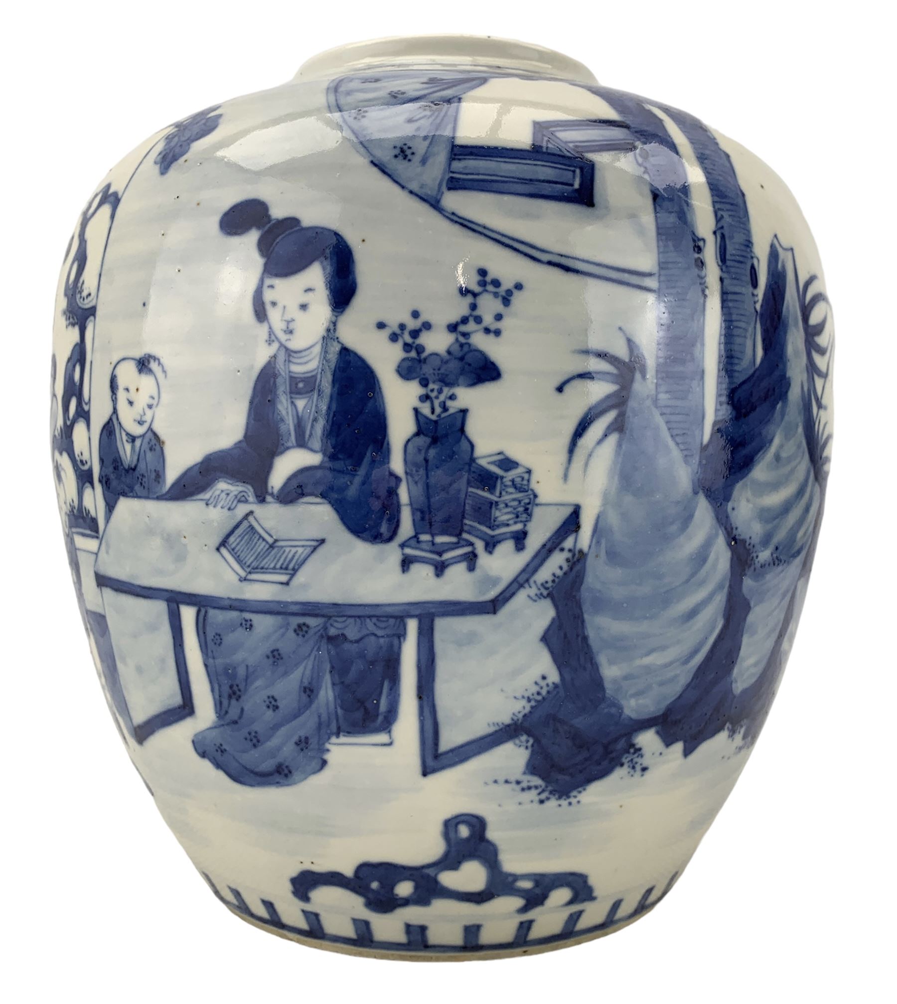 19th century Chinese blue and white ovoid form jar - Image 4 of 6