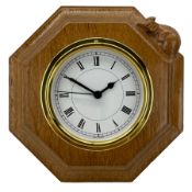 Mouseman - oak and brass wall clock