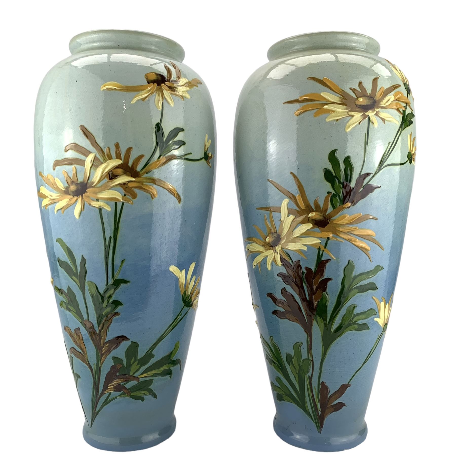 Pair of Burmantofts Faience vases