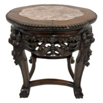 Late 19th to early 20th century carved hardwood jardinière or urn stand