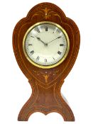 French - Edwardian Art-Nouveau 8-day bedside table clock with satinwood and ebony inlay