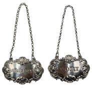 Pair of George IV silver Sherry and Port labels by Paul Storr
