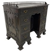 19th century mahogany Chinese Chippendale design kneehole desk