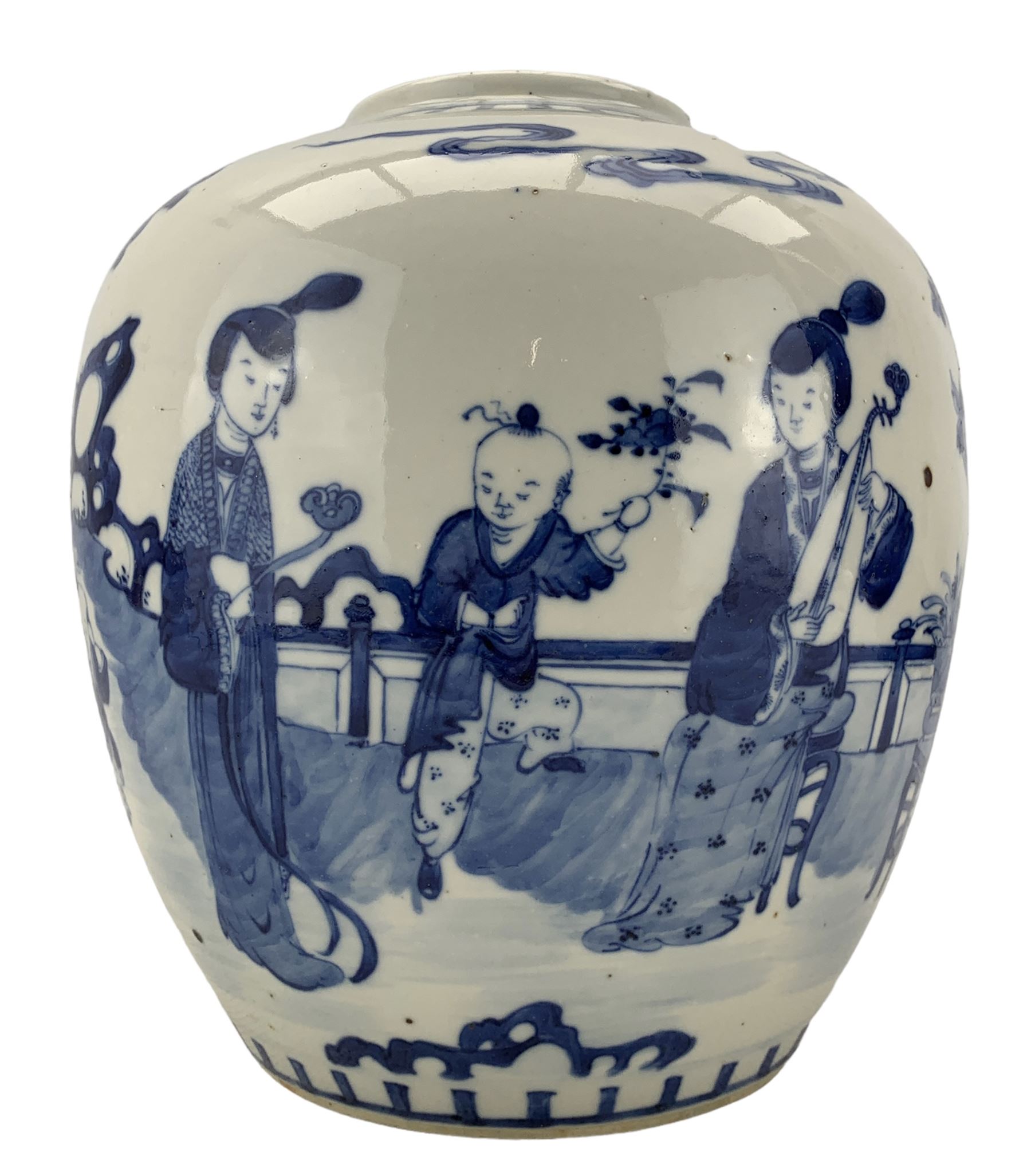 19th century Chinese blue and white ovoid form jar - Image 2 of 6