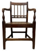 19th century elm and fruitwood elbow chair