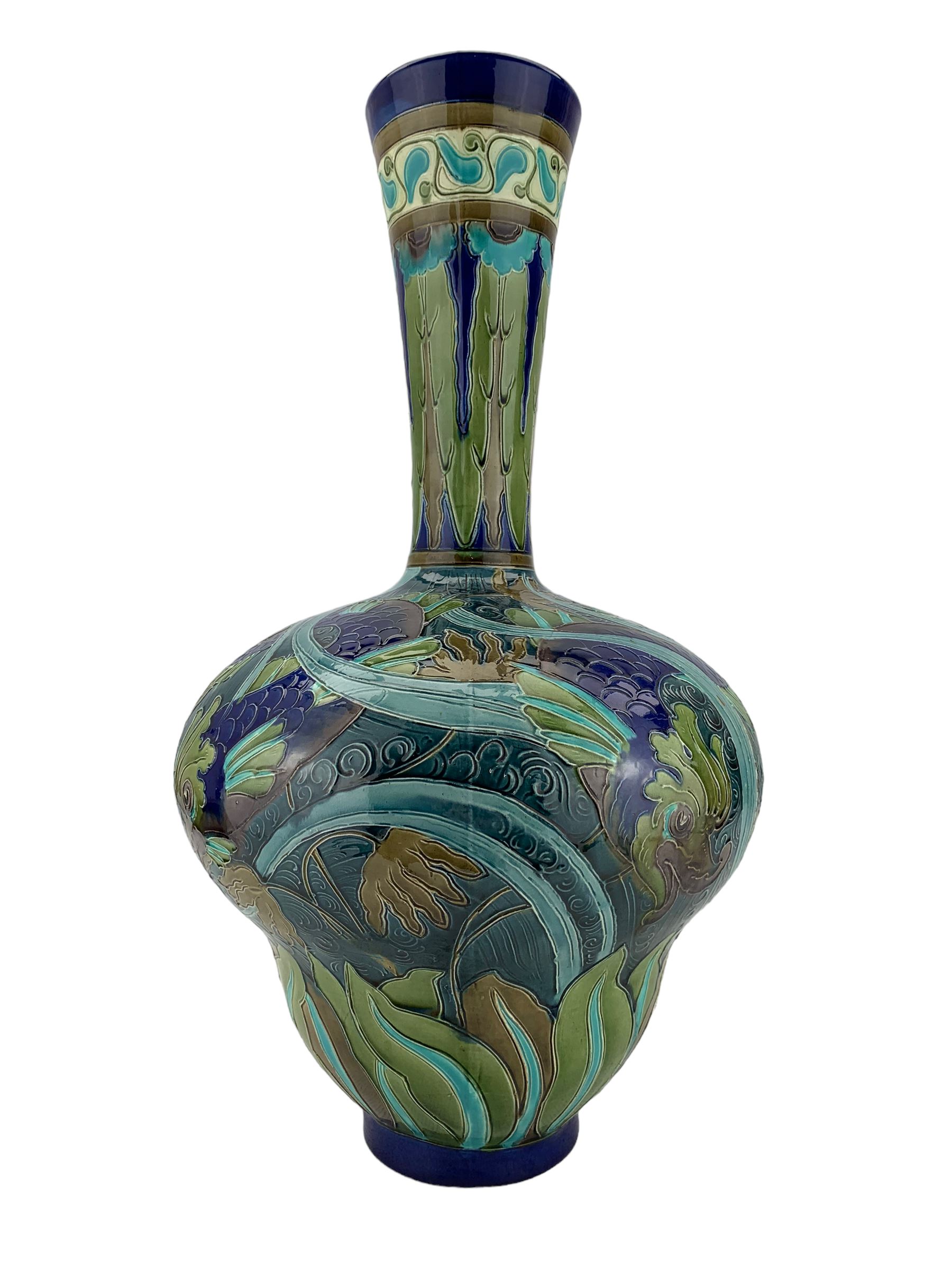 Large Burmantofts Faience partie-colour vase - Image 2 of 6
