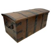 19th century oak and metal bound chest