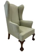 Queen Anne design hardwood framed wingback armchair