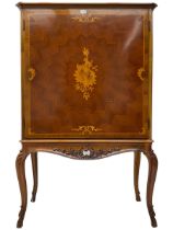 Italian marquetry inlaid walnut drinks cabinet