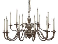 Lampart Italy - Large late 20th century Italian silver plated chandelier