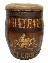 19th century oak and wrought metal coopered barrel stool