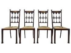 Possibly Liberty's of London - set of four late 19th century Art Nouveau chairs