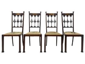 Possibly Liberty's of London - set of four late 19th century Art Nouveau chairs