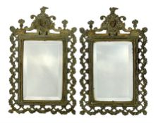 Pair of Victorian brass framed wall mirrors