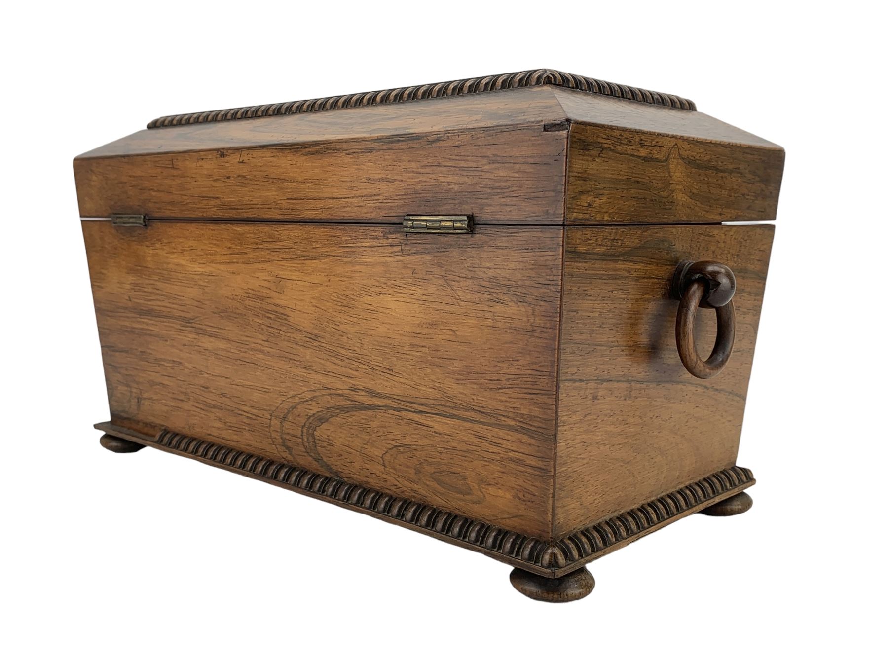 Mid Victorian rosewood and burr walnut marquetry inlaid tea caddy - Image 3 of 4