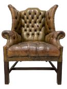 20th century Georgian design wingback club armchair