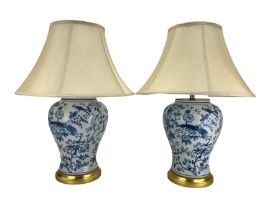 Pair of blue and white table lamps