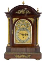 Webber of Liverpool - late 19th century English 8-day walnut bracket clock in a break arch case with