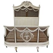 Mid-to-late 20th century French bergère 5' Kingsize bedstead