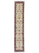 Persian Kashan ivory ground runner rug