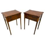 Pair of figured walnut side tables