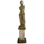 20th century cast stone two-piece garden figure in the form of Venus de Milo or Aphrodite of Melos