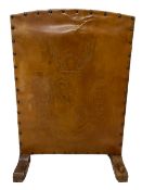Mouseman - oak and leather fire screen