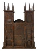 Large late 19th to early 20th century oak cabinet in the form of the York Minster western front