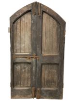 Pair of 19th century oak lancet-shaped doors