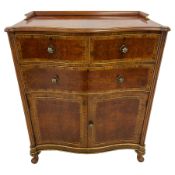 Mid-to-late 20th century parcel gilt walnut and amboyna tallboy chest