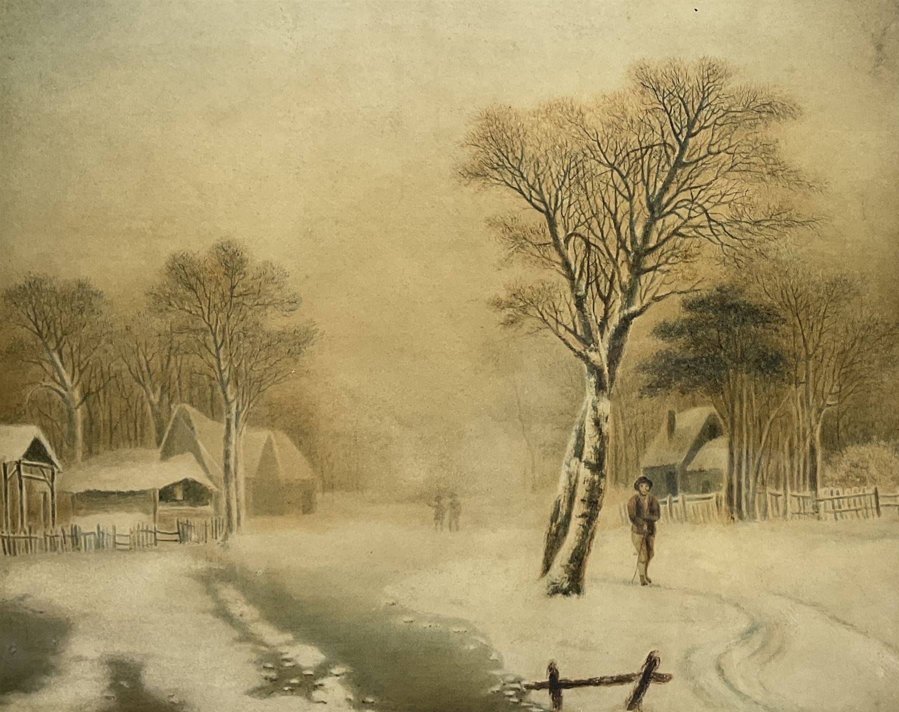 Joshua Wallis (British 1789-1862): Winter Landscape with Figures