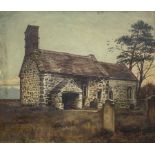 English School (19th/20th century): Church and Graveyard Scene