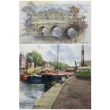 Peter Geraghty (British 1927-2018): York Ouse Scene Towards Lendall Bridge and 'Chatsworth House'