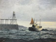 Jack Rigg (British 1927-): Fishing boat off Whitby