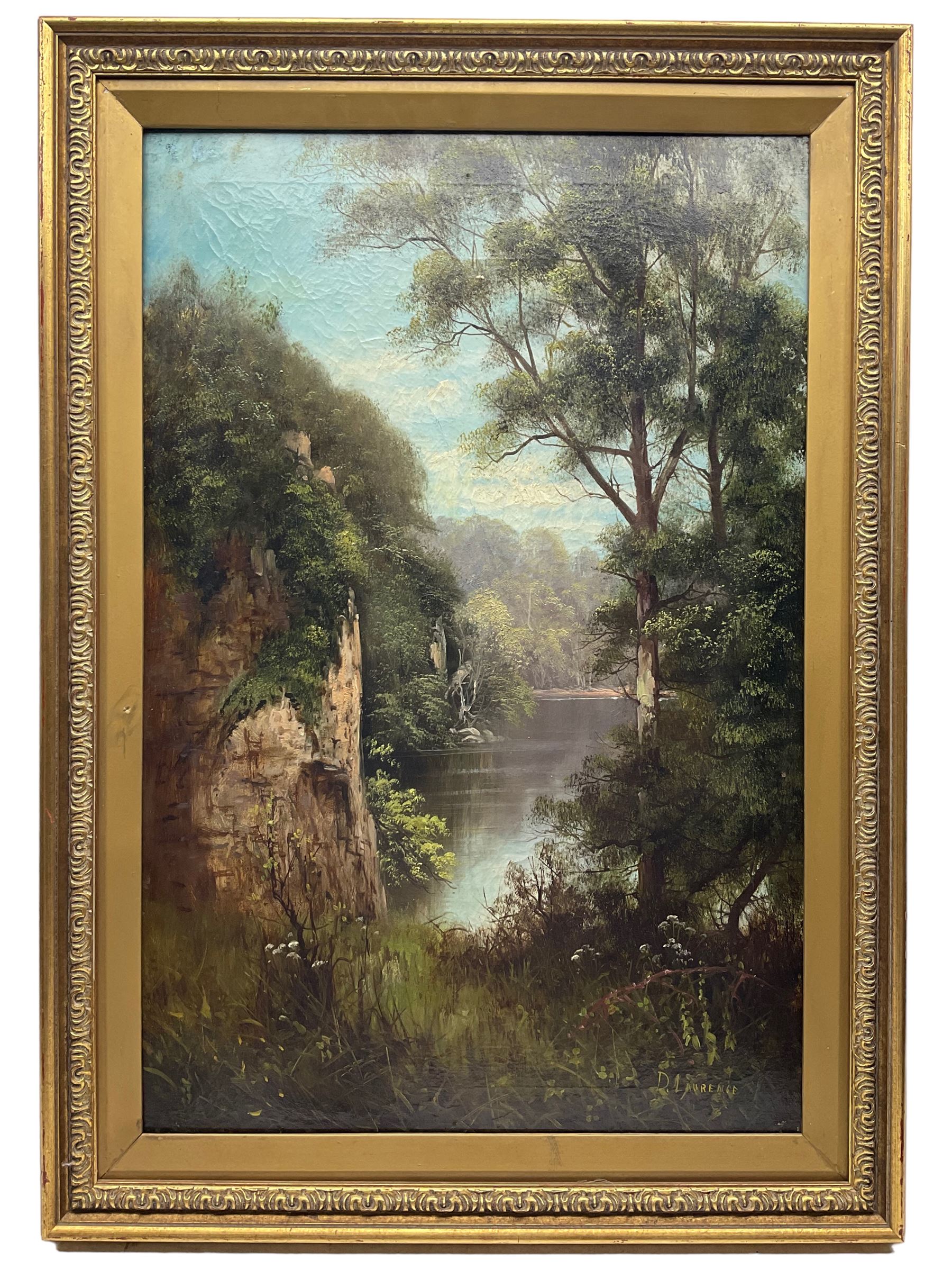 D Lawrence (British early 20th century): Lake Scene with Trees - Image 2 of 2
