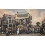 English School (19th century): 17th Century Scene Depicting Roundheads Escorting Coach past White Ha