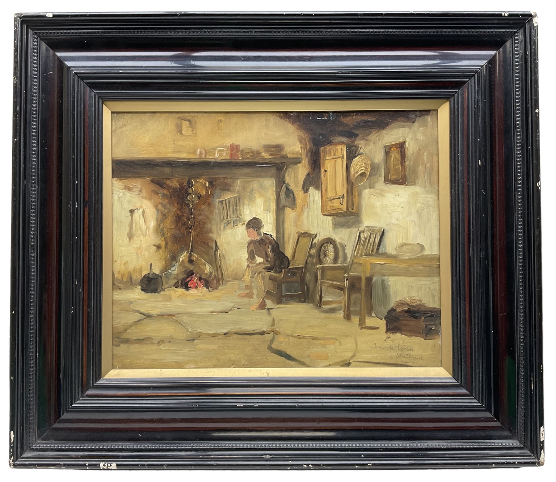 Attrib. Tom McEwan (Scottish 1846-1914): 'Shetland' Interior Cottage Scene - Image 2 of 3