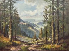 Continental School (20th century): Alpine Scene with Fir Trees