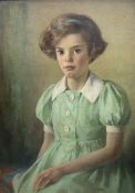 John Menzies (Scottish 1871-1939): Portrait of a Girl in a Green Dress