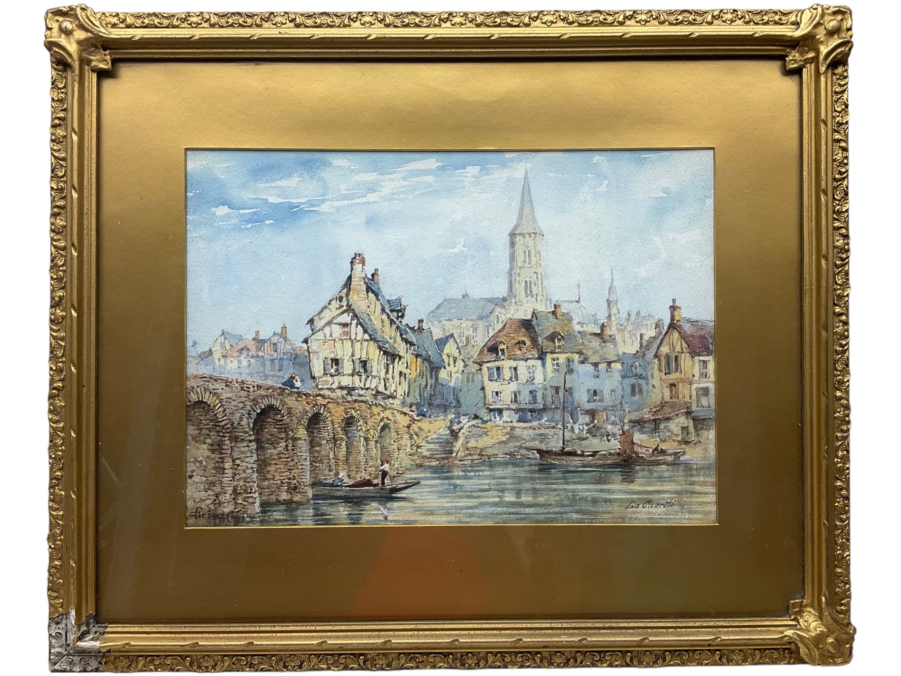 Pierre Le Boeuff (Belgian fl.1899-1920): 'La Charit�-sur-Loire' with View of Sainte-Croix-Notre-Dame - Image 2 of 2